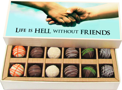 

Chocholik Life Is Hell Without Friends - Dark, Milk, White Chocolate Truffles - 12pc Truffles(180 g)