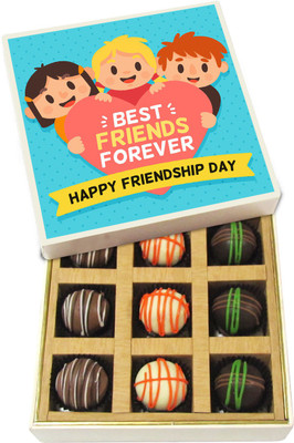 

Chocholik Friendship Gift - BFF Friendship Day - Dark, Milk, White Chocolate - 9pc Truffles(135 g)