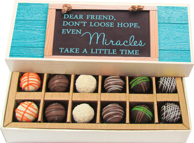 

Chocholik Dear Friend, Don’t Lose Hope - Dark, Milk, White Chocolate Truffles - 12pc Truffles(180 g)