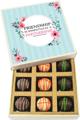 

Chocholik Friendship Is Essentially a Partnership - Dark, Milk, White Chocolate Truffles - 9pc Truffles(135 g)