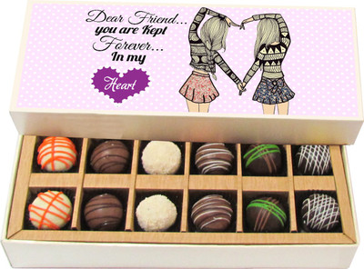 

Chocholik Dear Friend...you Are Kept Forever - Dark, Milk, White Chocolate Truffles - 12pc Truffles(180 g)