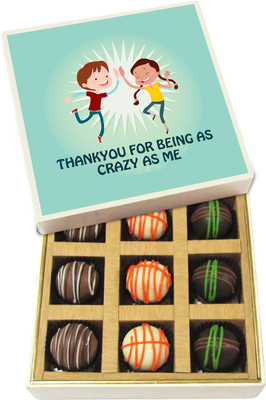 

Chocholik Thankyou For Being As Crazy As Me - Dark, Milk, White Chocolate Truffles - 9pc Truffles(135 g)
