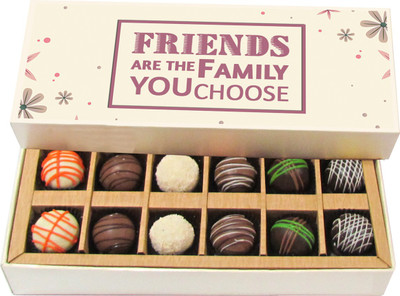 

Chocholik Friends Are the Family You Choose - Dark, Milk, White Chocolate Truffles - 12pc Truffles(180 g)