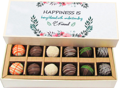 

Chocholik Happiness Is Being Blessed With Understanding Friend - Dark, Milk, White Chocolate Truffles - 12pc Truffles(180 g)