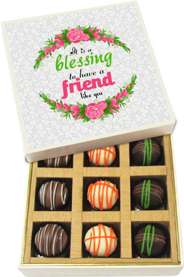 

Chocholik It Is A Blessing To Have A Friend Like You - Dark, Milk, White Chocolate Truffles - 9pc Truffles(135 g)