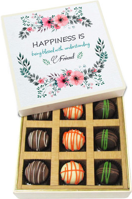 

Chocholik Happiness Is Being Blessed With Understanding Friend - Dark, Milk, White Chocolate Truffles - 9pc Truffles(135 g)