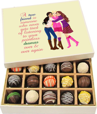 

Chocholik A True Friend Is Someone Who Never Gets Tired Of Listening - Dark, Milk, White Chocolate Truffles - 20pc Truffles(300 g)
