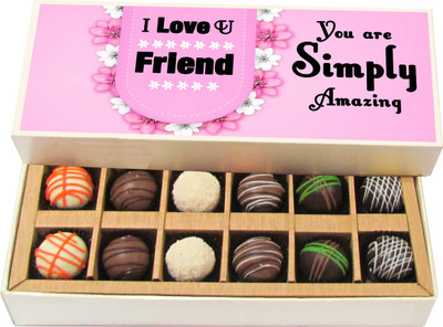 

Chocholik You Are Simply Amazing - Dark, Milk, White Chocolate Truffles - 12pc Truffles(180 g)