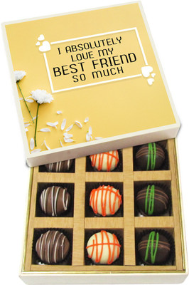 

Chocholik I Absolutely Love My Best Friend So Much - Dark, Milk, White Chocolate Truffles - 9pc Truffles(135 g)