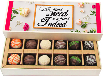 

Chocholik A Friend in Need Is a Friend Indeed - Dark, Milk, White Chocolate Truffles - 12pc Truffles(180 g)