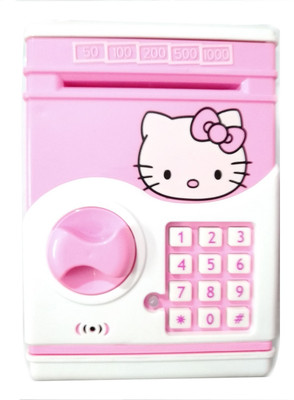 

Hello Kitty Electric secret password safe ATM piggy Bank Money Safe deposit Box toy (Hello Kitty) Coin Bank(Pink)