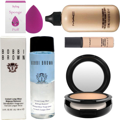 

styling SpongPuff&Bobbi Brown Makeup Remover Instant Longwear&Mac Face &Body Foundation&Mac Pro Long Wear Concealer&Sudio Fix Compact(Set of 5)