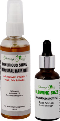 

Glowing Buzz Combo of Spotless Marigold Serum and Luxurious Shine Natural hair Oil(Set of 1)