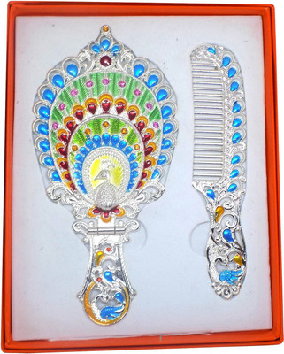 

Fully Beautiful Flower Design Make Up Mirror With Hair Comb(Set of 2)