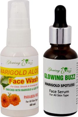Glowing Buzz Combo of Marigold aloe Face Wash and Marigold Spotless Serum(Set of 1)