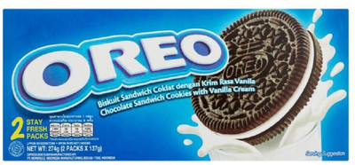 

Oreo Chocolate Sandwich Cookies With Vanila Flavored Cream, 2 Stay Fresh packs - 274g (2x137g)(274 g)
