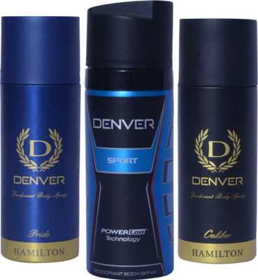 

Denver pride , caliber and sport body deodrant (pack of 2) Deodorant Spray - For Men(495 ml, Pack of 3)