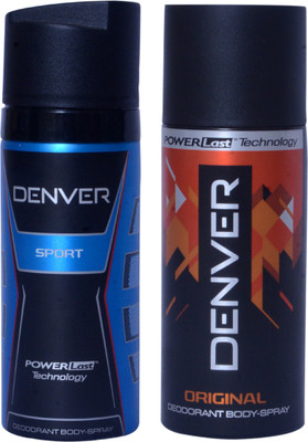 

Denver original and sport deodrant spray (pack of 2) Deodorant Spray - For Men(330 ml, Pack of 2)