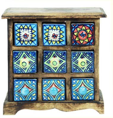 

Scrafts 9 Compartments Wooden desk organizer(Brown, Multicolor)