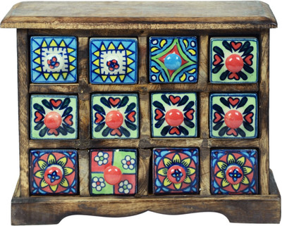 

Scrafts 12 Compartments Wooden desk organizer(Brown, Multicolor)