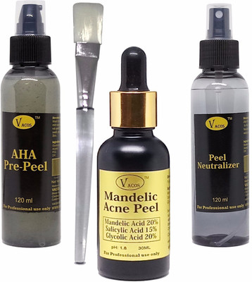 

VACOS Mandelic Acne Peel Mandelic Acid 20%, Salicylic Acid 15%, Glycolic Acid 20% 30 ml with Pre Peel Neutralizer Brush Chemical Peel(30 ml)
