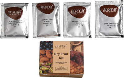 

Aroma Treasures ~ Dry Fruit Single Time Use Facial Kit ~ with Face Wash, Scrub, Moisturising cream and Face mask ~ 22g 22 g