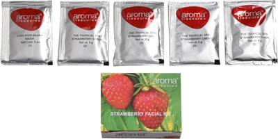 

Aroma Treasures ~ Strawberry Single Time Use Facial Kit ~ with Face Wash, Scrub, Moisturising cream, Face Gel and Face mask ~ 25 g