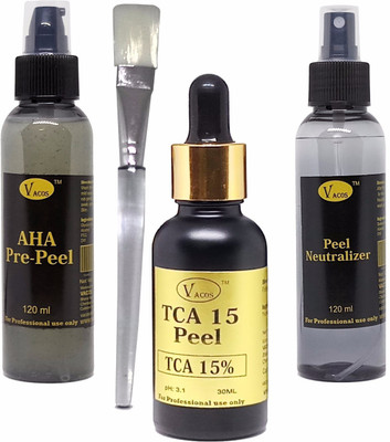

VACOS TCA 15 Peel TCA 15% PEEL 30 ml Twith Pre Peel Neutralizer Brush Chemical Peel Skin Peeling 30 ml(Set of 4)