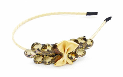 

fairytale crystal stone with bow fancy hair band party wear Head Band(Gold)