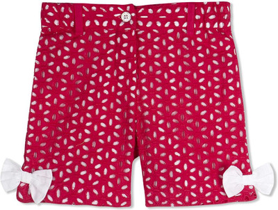 

Young Birds Short For Girl's Casual Embriodered Cotton(Maroon, Pack of 1, Red