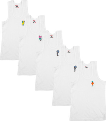 Rupa Jon Kids Vest For Boys Cotton Blend(White, Pack of 5)