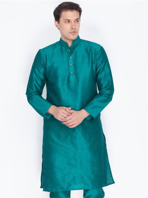 VASTRAMAY Men Solid Straight Kurta(Green)