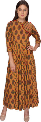 Pink Root Casual Block Print Women Kurti(Yellow) Flipkart