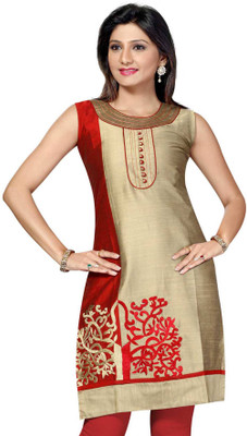 

ALC Creations Women's Solid A-line Kurta(Beige, Red