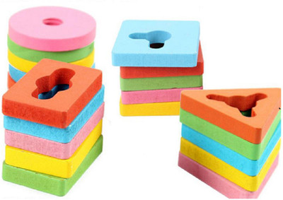 

Emob Wooden Blocks Geometric Shape Matching Four Sets of Column Learning Education Puzzle Game Toy for Kids(Multicolor)