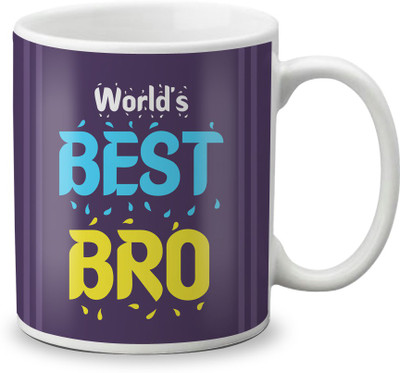 

LOF World's Best Bro Gifts For Rakhi Rakshabandhan 325ml White Coffee Ceramic Mug(325 ml)