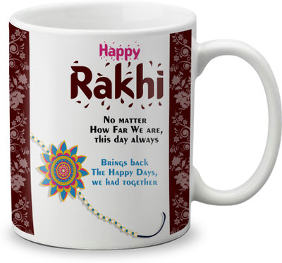 

LOF Best Rakhi Gifts For Brother 325ml White Coffee Ceramic Mug(325 ml)