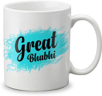 

LOF Rakhi Wish For Great Bhabhi For Rakshabandhan 325ml White Coffee Ceramic Mug(325 ml)