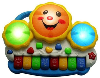 

Hytech Electronic Musical Drum Keyboard With Flashing Lights & Animal Sound, Baby Sound, Song(Multicolor)