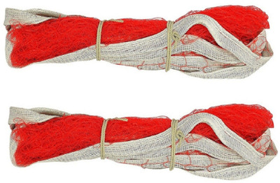 

SPANCO Red Bedminton Nylone Net (SIZE : 21 x 2.5) with Nylone Border, (All Side Border) , Pair Badminton Net(Red)