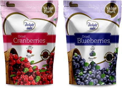 

Delight Nuts Berries combo Value Pack- (Dried Cranberries-750g & Dried Blueberries-500g) Assorted Fruit(1250 g, Pouch)