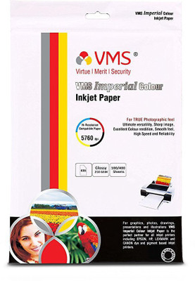 

VMS Imperial Inkjet Paper High Glossy 4R (4x6) 210 GSM [100 Sheet] Photo Paper Unruled 4x6 Inkjet Paper(Set of 1, White)