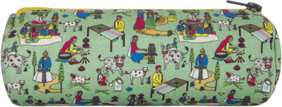 

Intelligent Idiots Utility Pouch Village Theme Art Artificial Leather Pencil Box(Set of 1, Multicolor)