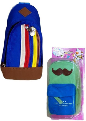 

S2KCrafts S2KC-1314 S2KC-1314 bag pouch Art Polyester Pencil Boxes(Set of 2, Dark Blue, Light Green)