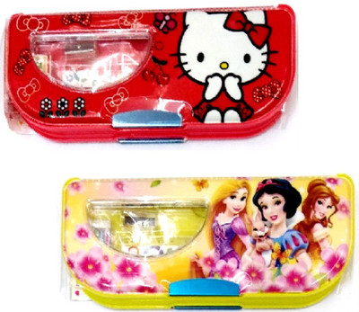 

S2KCrafts S2KC-1108 hello kitty, Princess Barbie S2KC-1108 hello kitty, Princess Barbie magnet plastic pencil box, hello kitty Red & Princess Barbie Yellow, stationery kit inside the box Art Plastic Pencil Boxes(Set of 2, Red, Yellow)