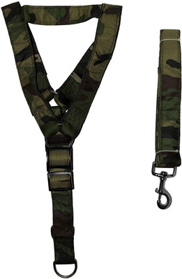 

Foodie Puppies Soft Padded Nylon Body Set Leash and Harness 1.5 inch (Military) Dog Standard Harness(, Green
