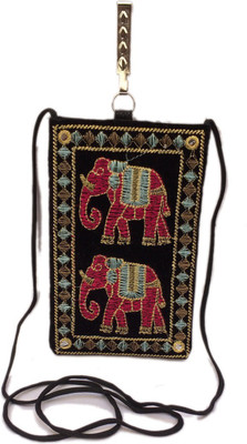

HS Bag's Women Girl Embroidred Huk Mobile Pouch(Black)