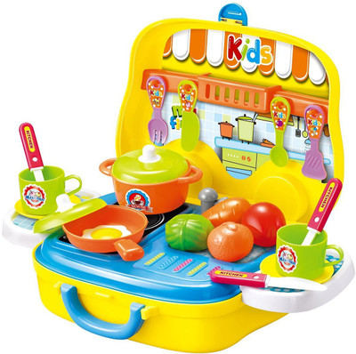 

Bluwings Kitchen Cook Set Roll Play Toy Kitchen Cooking Pretend Set For Your Kids (Yellow)