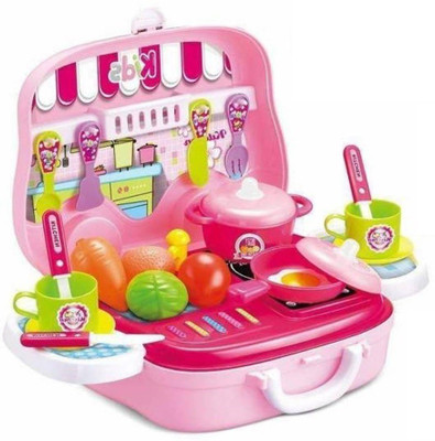

Bluwings Kitchen Cook Set Roll Play Toy Kitchen Cooking Pretend Set For Your Kids (Pink)