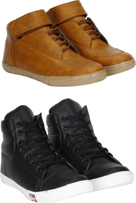

Knot n Lace Combo Pack of 2 Boots & Sneaker Casuals For Men(Black, Tan